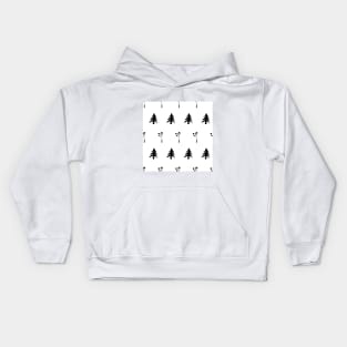 silhouettes, trees, plant, ecology, nature, ornament, seamless,  repeat, forest, winter Kids Hoodie